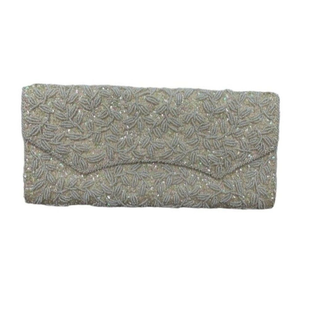 ‎Vintage Behrman's Cream Beaded Sequin Envelope Clutch
